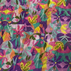 Multi Colour Pure Chanderi Printed Fabric