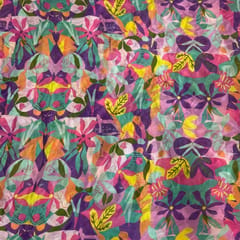 Multi Colour Pure Chanderi Printed Fabric