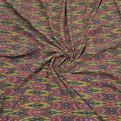 Maroon Colour Demin Lycra Printed Fabric