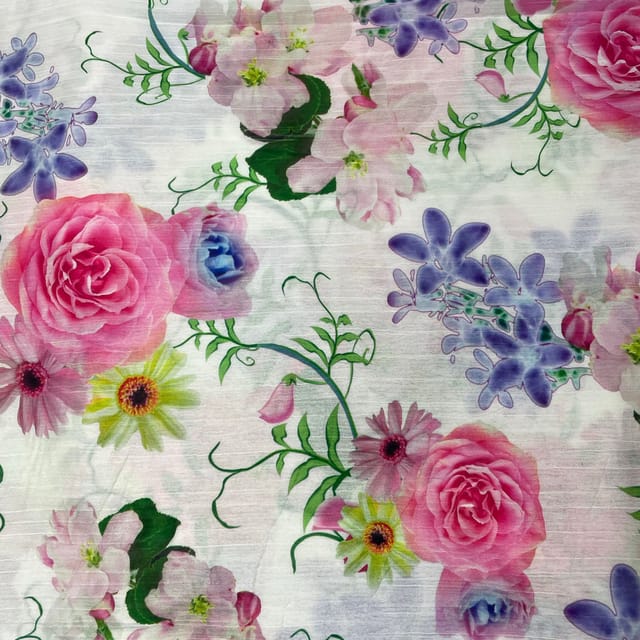 White Colour Imported Printed Fabric