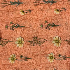 Yellow Colour Semi Chanderi Printed Fabric