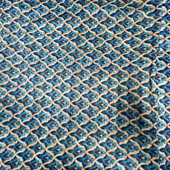 Blue Colour Semi Chanderi Printed Fabric