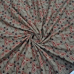 Brown Colour Cotton Cambric Printed Fabric