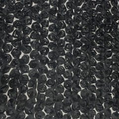 Black Colour Rose Floral Net Fabric