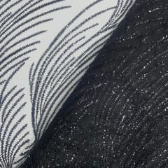 Black Colour Floral Cut Dana Embroidered Fabric