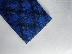 Navy Blue Floral Shantley Net Fabric
