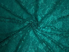 Sea Green Floral Shantley Net Fabric