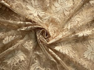 Light Gold Floral Shantley Net Fabric