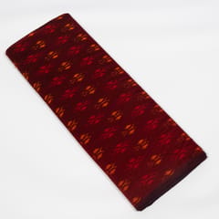 Maroon Base Mustard Color Mercerised Cotton Handloom Ikat Fabric