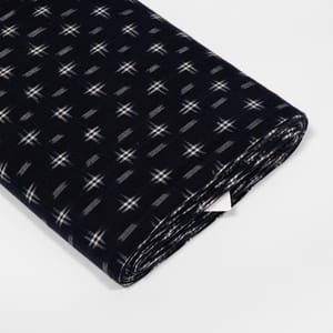 Dark Navy Blue Color Handwoven Cotton Double Ikat Fabric