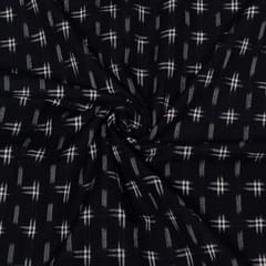Dark Navy Blue Color Handwoven Cotton Double Ikat Fabric