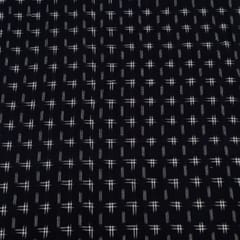 Dark Navy Blue Color Handwoven Cotton Double Ikat Fabric