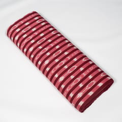 Pink and Burgandy Color Stripe Design Cotton Handloom Thick Ikat Fabric