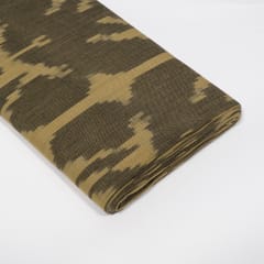 Olive Green Color Big Pattern Fine Quality Cotton Handloom Ikat Fabric