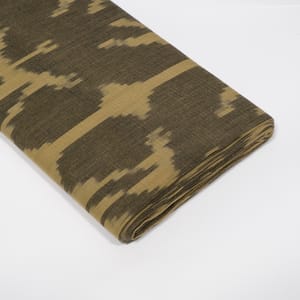 Olive Green Color Big Pattern Fine Quality Cotton Handloom Ikat Fabric