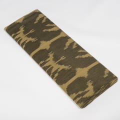 Olive Green Color Big Pattern Fine Quality Cotton Handloom Ikat Fabric
