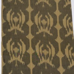 Olive Green Color Big Pattern Fine Quality Cotton Handloom Ikat Fabric