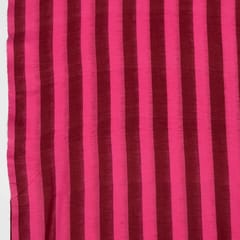 Pink and Burgandy Color Stripe Handwoven Cotton Double Ikat Fabric