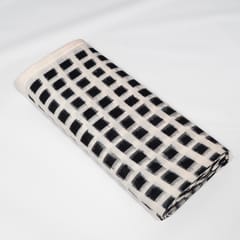 White and Black Color Square Design Handwoven Cotton Double Ikat Fabric