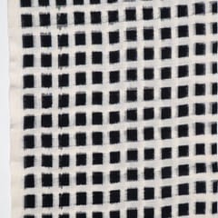 White and Black Color Square Design Handwoven Cotton Double Ikat Fabric