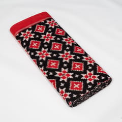 Red and Black Color Teliya Rumal Cotton Handwoven Ikat Fabric