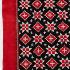 Red and Black Color Teliya Rumal Cotton Handwoven Ikat Fabric