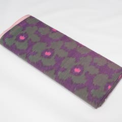 Green and Pink Color Floral Fine Quality Handloom Cotton Ikat Fabric