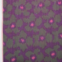 Green and Pink Color Floral Fine Quality Handloom Cotton Ikat Fabric