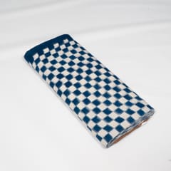 Blue and White Color Handwoven Cotton Double Ikat Fabric