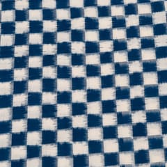 Blue and White Color Handwoven Cotton Double Ikat Fabric