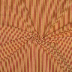 Yellow and Red Color Stripe Handloom Cotton Thick Ikat Fabric