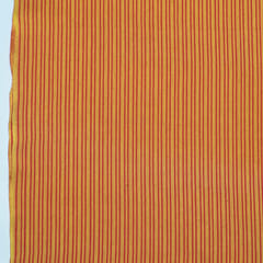 Yellow and Red Color Stripe Handloom Cotton Thick Ikat Fabric