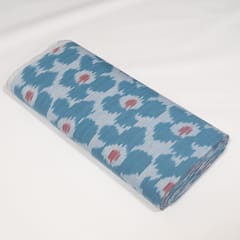 Blue Color Floral Fine Quality Cotton Handloom Ikat Fabric