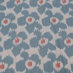 Blue Color Floral Fine Quality Cotton Handloom Ikat Fabric