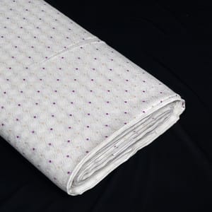 White and Purple Color Self Design Poly Cotton Fabric