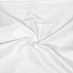 White Color Self Floral Design Poly Cotton Fabric