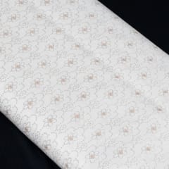 White and Golden Color Self Floral Design Poly Cotton Fabric