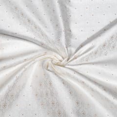 White and Golden Color Self Floral Design Poly Cotton Fabric