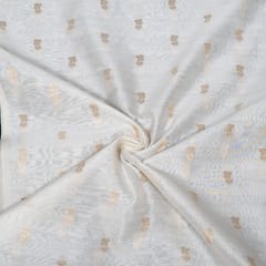 Off White Color Dyeable Golden Lurex Design Cotton Chanderi Fabric