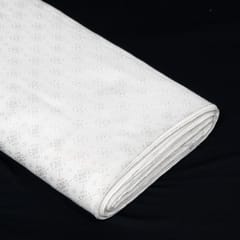 White Color Self Floral Design Poly Cotton Fabric