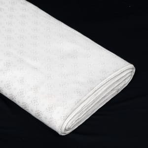 White Color Self Floral Design Poly Cotton Fabric