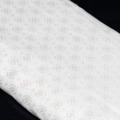White Color Self Floral Design Poly Cotton Fabric