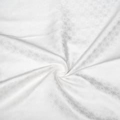 White Color Self Floral Design Poly Cotton Fabric