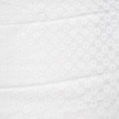 White Color Self Floral Design Poly Cotton Fabric