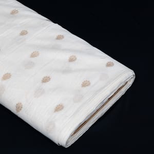 Off White Color Dyeable Golden Lurex Design Cotton Chanderi Fabric