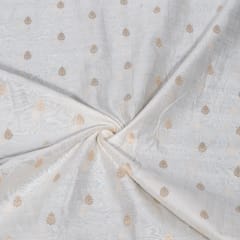 Off White Color Dyeable Golden Lurex Design Cotton Chanderi Fabric