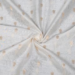 Off White Color Dyeable Golden Lurex Design Cotton Chanderi Fabric