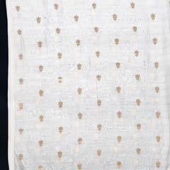 Off White Color Dyeable Golden Lurex Design Cotton Chanderi Fabric