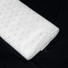 White Color Self Floral Design Poly Cotton Fabric
