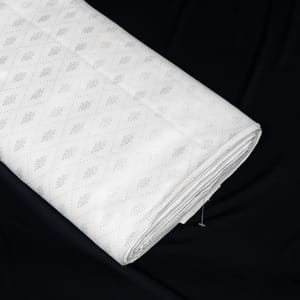 White Color Self Floral Design Poly Cotton Fabric